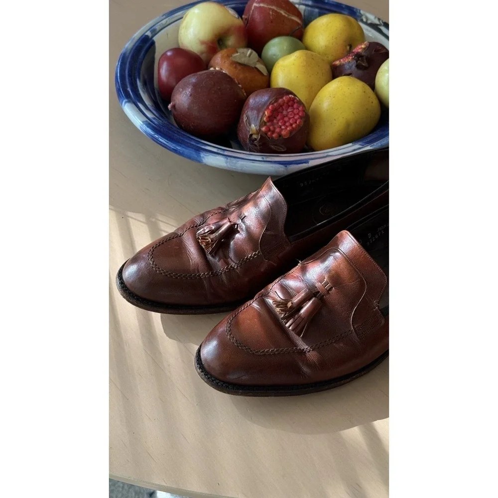 Vintage Florsheim Men's Brown Leather Tassel Loafers Slip-On Round Toe US 10 D